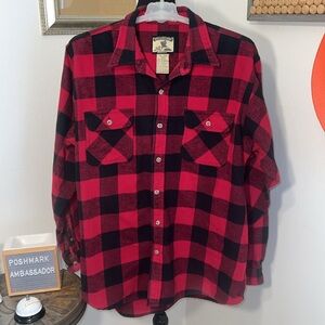 Vintage Field and Stream Red and Black Plaid Flannel Heavy Shirt Sz. XXL-Tall